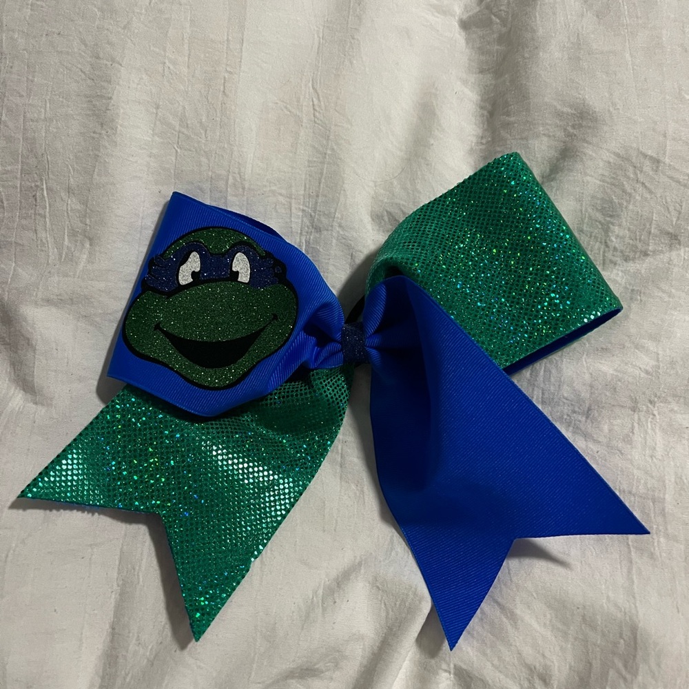 Ninja Turtle Blue and Green Cheer Bow